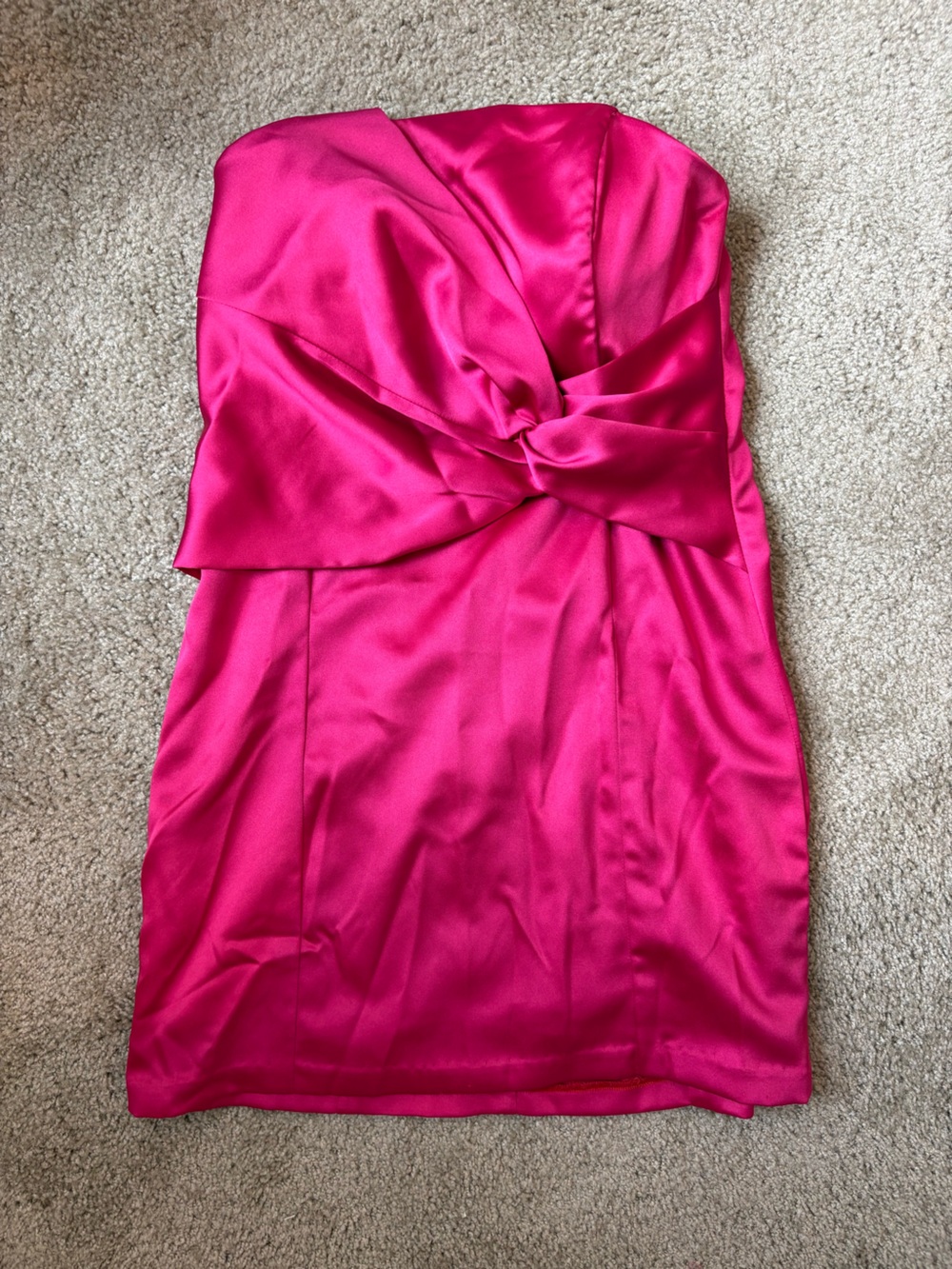 Lulu's Hot Pink Strapless Bow-Front Satin Dress